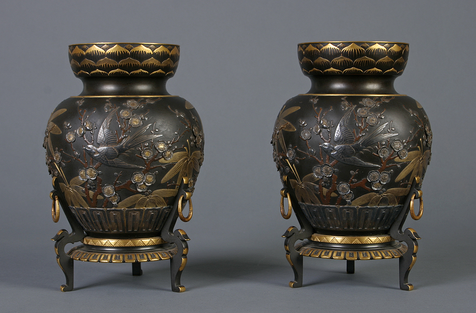 Pair of Japonisme Christofle Vases